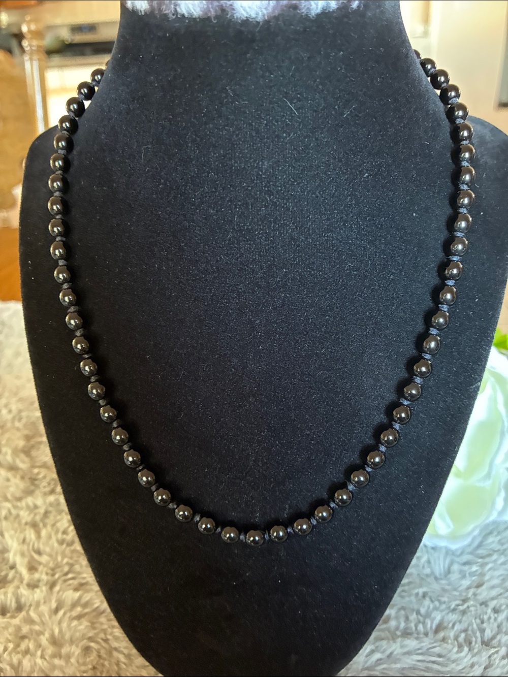 Napier Black Beaded Necklace - Polished Round Beads